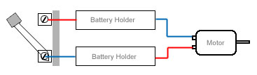 Circuit diagram: two battery holders with a switch between them