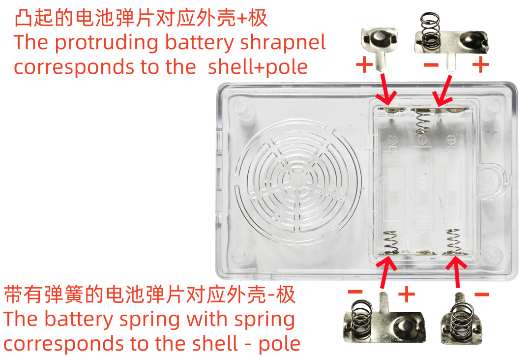 Inserting the battery spring contacts into the case